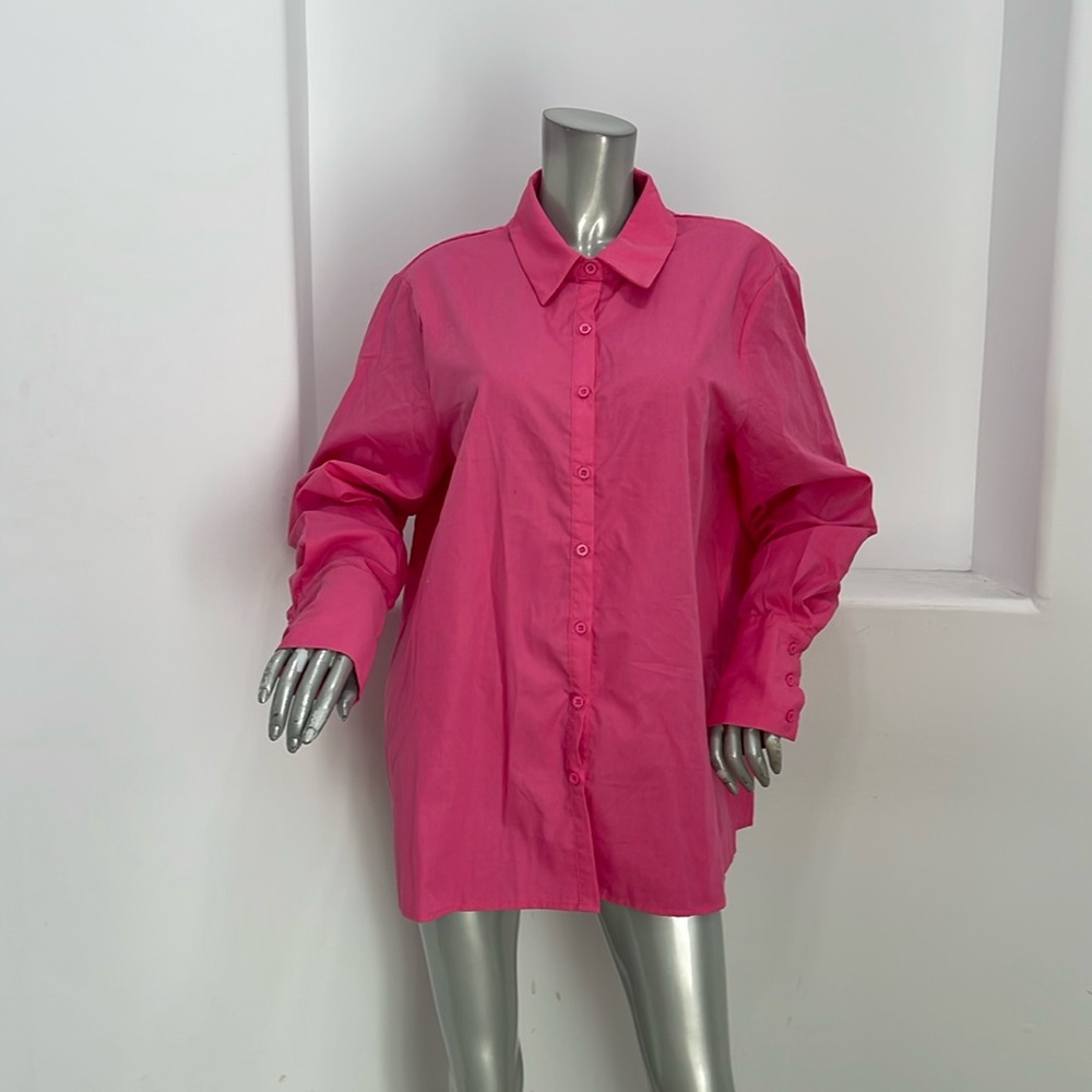 PrettyLittleThing Hot Pink Button-Down Shirt